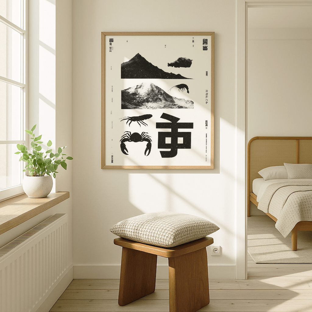 Berg Meer Poster von The Secret Gallery in modernem Wohnambiente mit stilvollem Design