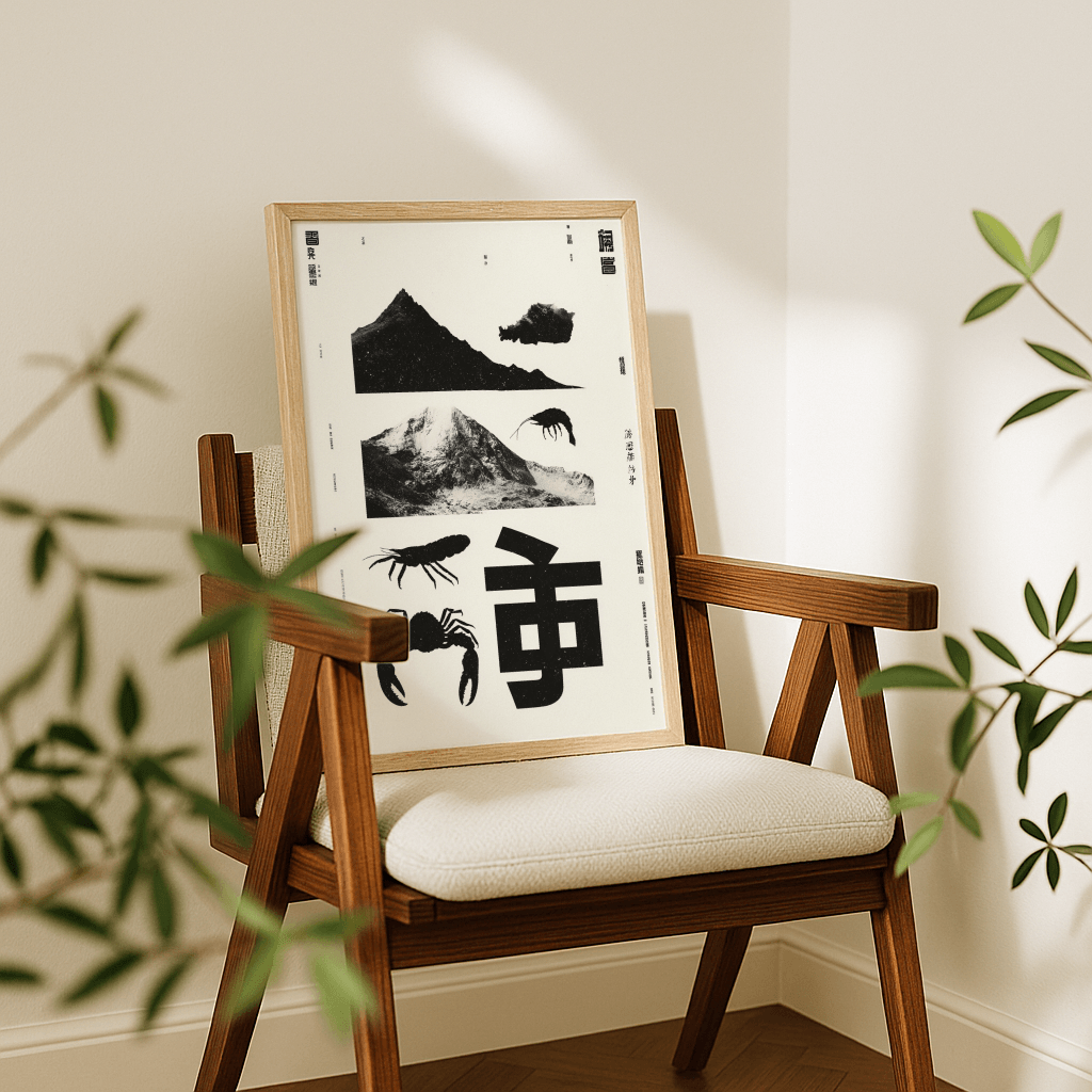 Stylisches Berg Meer Poster von The Secret Gallery mit modernem, minimalistischen Design