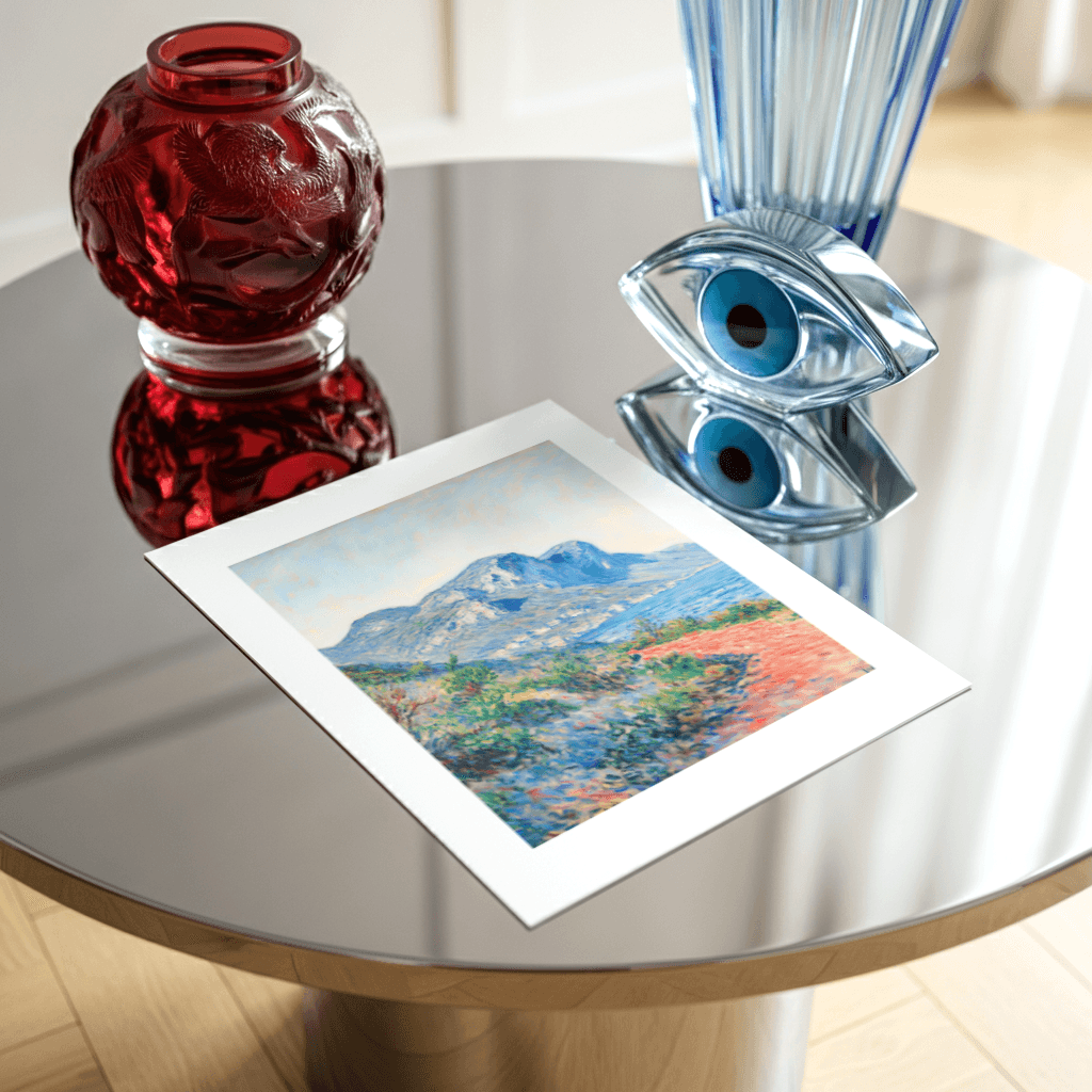 Bergblick Poster Frühling mit lebendigen Farben, ideal für Frühlingsdekoration im Wohnraum