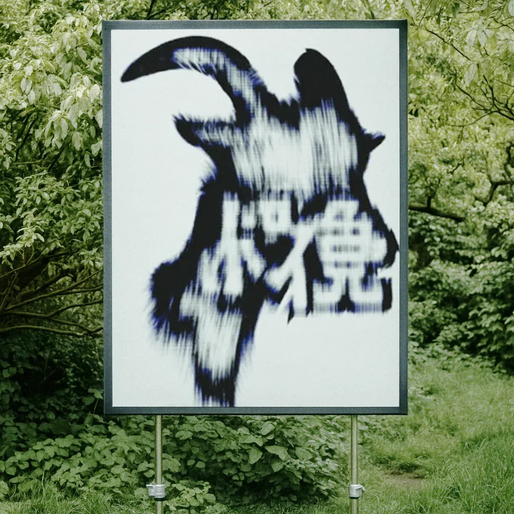 Künstlerisches Bergziege Poster von The Secret Gallery mit stilisierter Ziegenkopfdarstellung