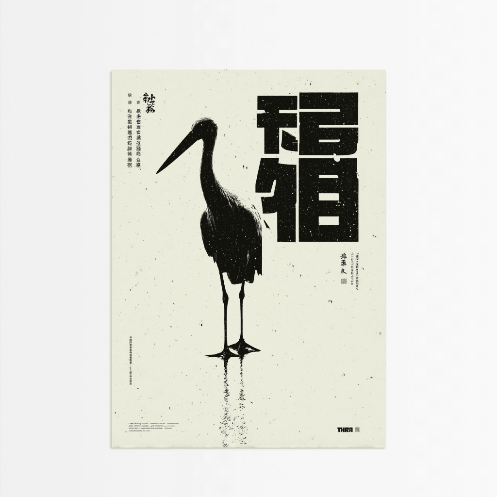 Ink Crane Reflection - The Secret Gallery