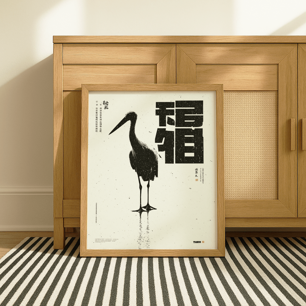Ink Crane Reflection - The Secret Gallery