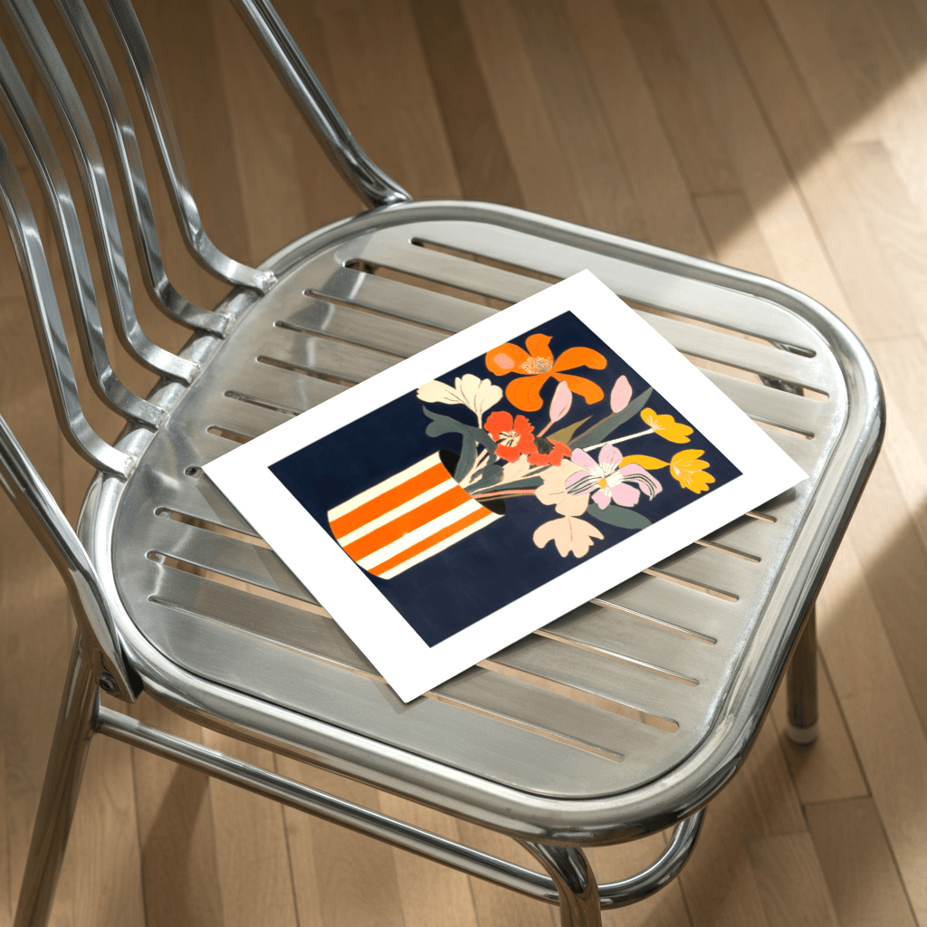 Flowers in Striped Vase - The Secret Gallery