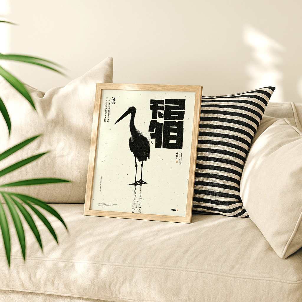 Ink Crane Reflection - The Secret Gallery