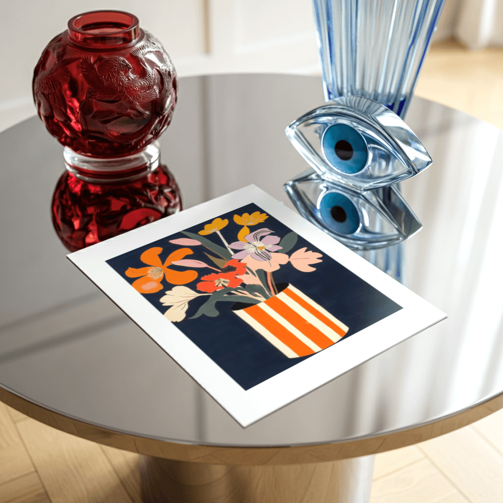 Flowers in Striped Vase - The Secret Gallery