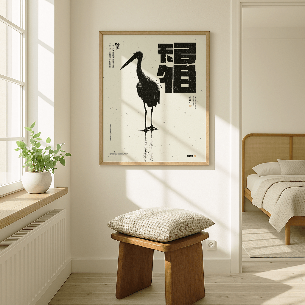 Ink Crane Reflection - The Secret Gallery