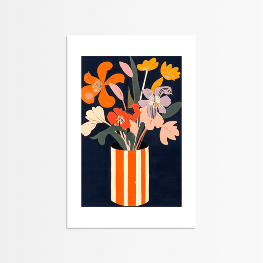 Flowers in Striped Vase - The Secret Gallery
