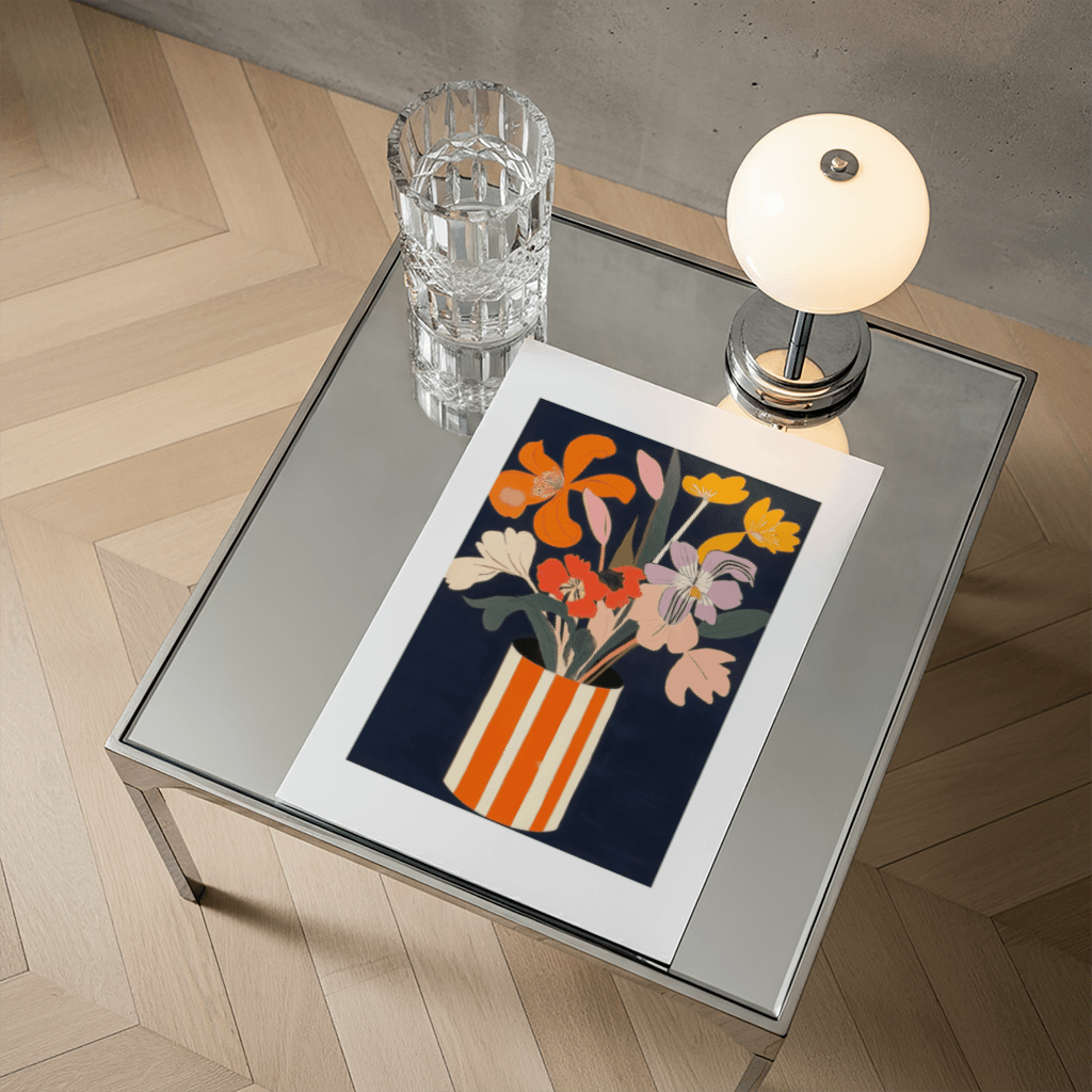 Flowers in Striped Vase - The Secret Gallery