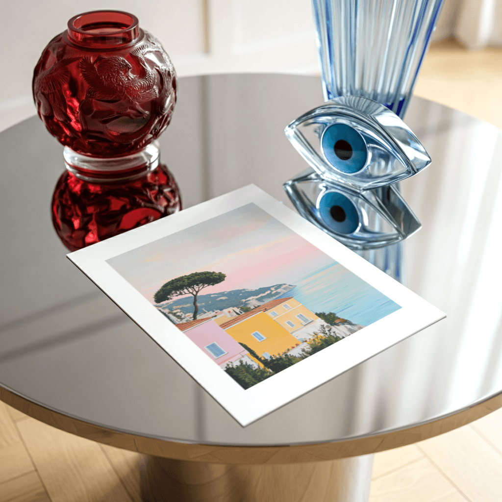 Küsten-Poster Pastell von The Secret Gallery mit einer malerischen Küstenlandschaft