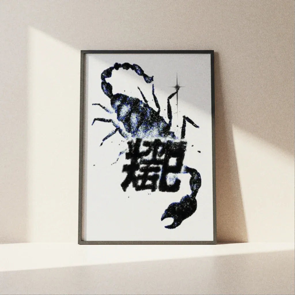 Moderner Skorpion Poster mit grafischem Design und künstlerischem Stil von The Secret Gallery