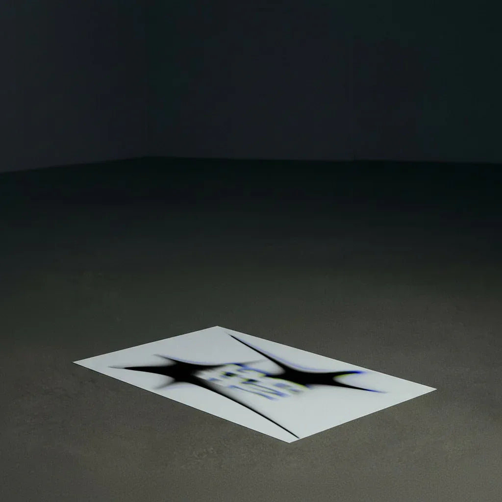 Modernes abstraktes Poster von The Secret Gallery auf neutralem Hintergrund, kreative Farbverläufe und Formen