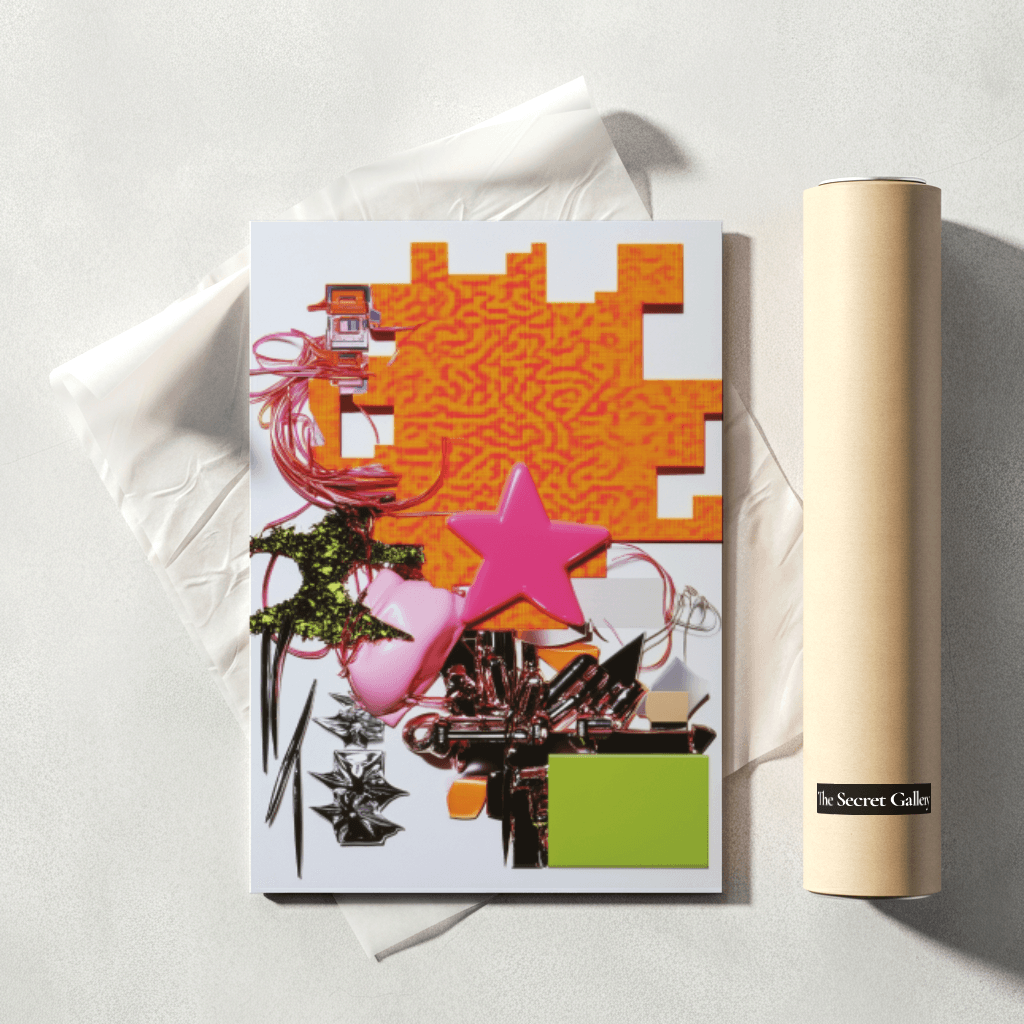 Modernes Poster abstrakt von The Secret Gallery mit bunten geometrischen Formen und kreativem Design