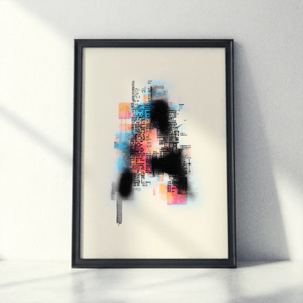 Modernes Poster abstrakt von The Secret Gallery mit lebhaften Farben und grafischen Mustern im Rahmen