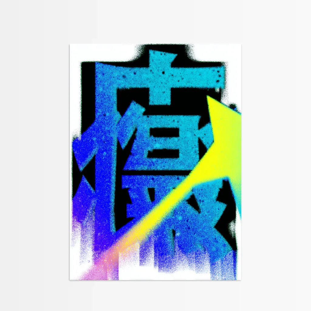 Modernes Poster Azure Strike mit bunten grafischen Elementen und dynamischem Design