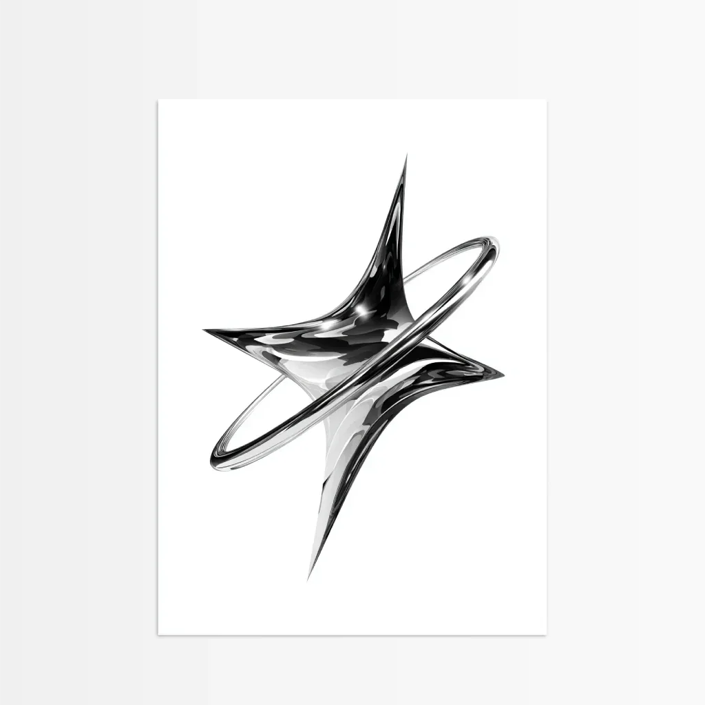 Modernes Poster Chrome Orbit mit einem stylischen, glänzenden Design für dekorative Zwecke