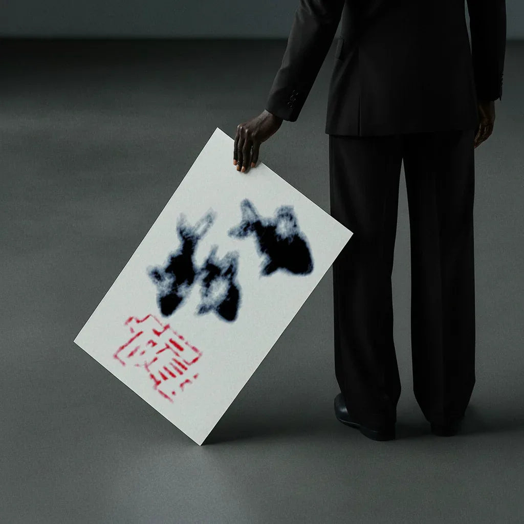 Modernes Poster Fische mit künstlerischen Motiven in Schwarz und Weiß, ideal für stilvolle Wände