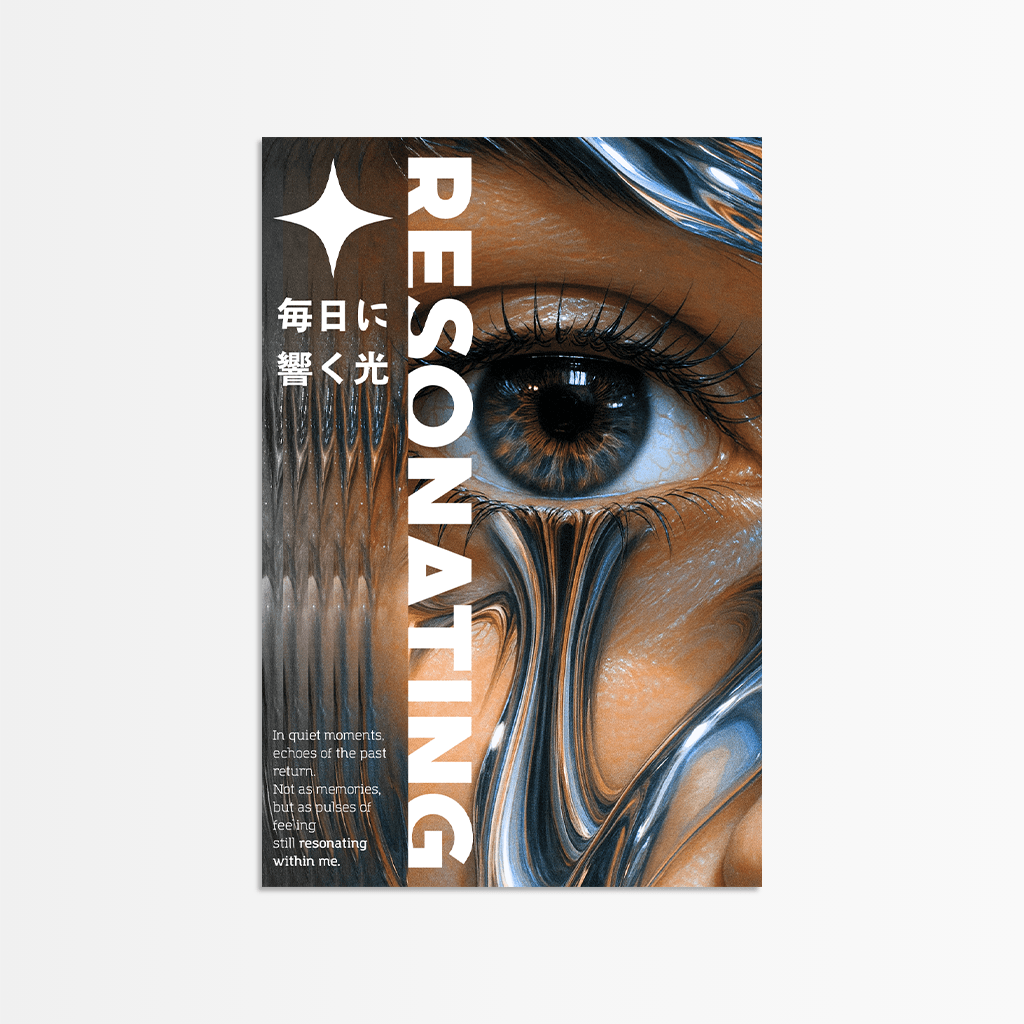 Modernes Poster Resonating mit hypnotisierendem Design und inspirierendem Text für stilvolle Wanddekoration