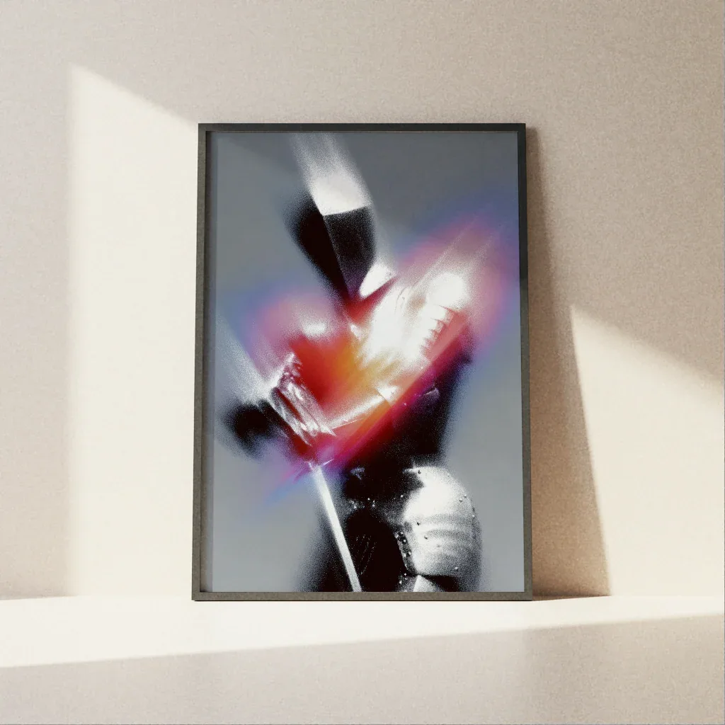 Modern ritter poster in stilvollem Design mit lebendigen Farben und dynamischen Formen