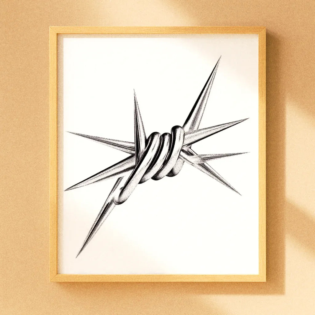 Modernes Stacheldraht Poster von The Secret Gallery mit elegantem Design und scharfen Linien